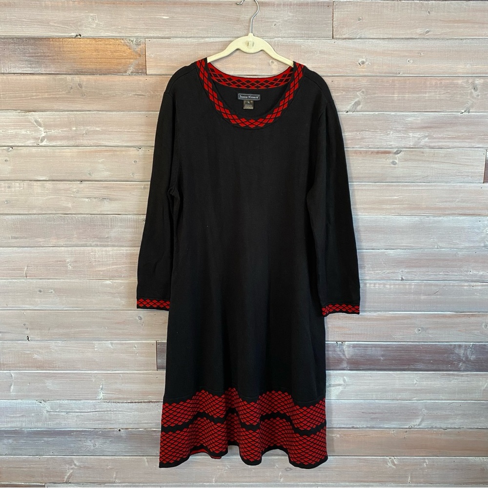 Jessica Howard black red sweater dress xl